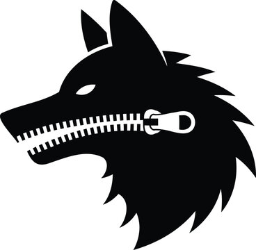 Stylized wolf head design with zipper detail showcasing creativity in graphic art styles