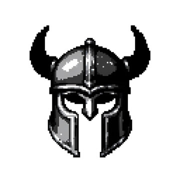 Classic Steel Barbute Helmet Pixel Art Icon