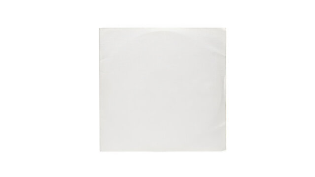 Blank white vinyl record sleeve isolated on transparent background
