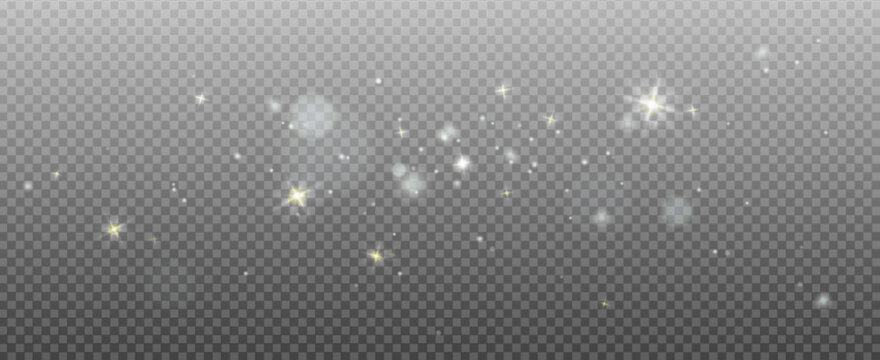 Twinkle effect with light glitter and white dust on star background. Silver magic glow and shine for snow Christmas designs. Spark glimmer with stardust overlay and fairy sparkle in shiny sky.