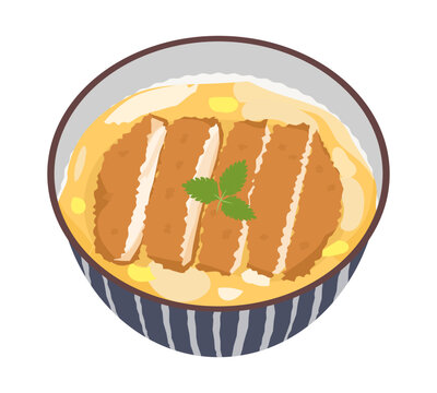 カツ丼のベクターイラスト
