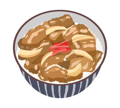 牛丼のベクターイラスト
