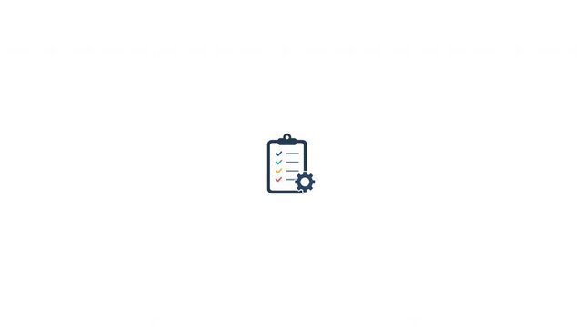 Flat vector animation of a smartphone screen displaying a checklist document, online survey, and task management concept.