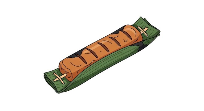 Grilled Food Wrapped in Banana Leaf