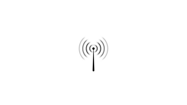Animated wi-fi signal with pulsing waves, minimalist connectivity symbol for digital communication and network technology concepts