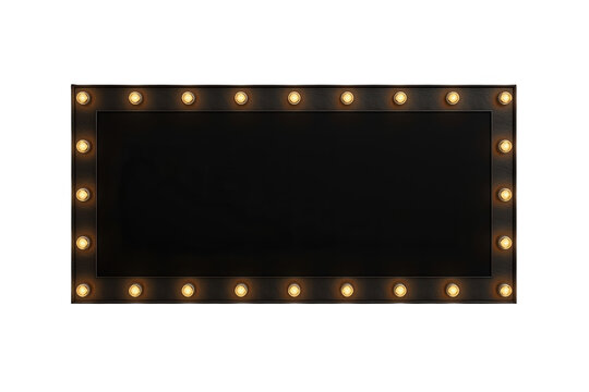 Dark illuminated marquee sign with warm border lights