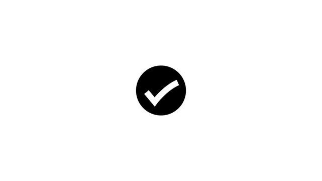 Animated checkmark loop, minimalist black and white success symbol for ui and ux tick confirm verified