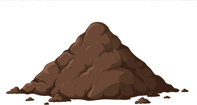Large Pile of Brown Dirt Vector Illustration for Gardening Agriculture Soil Fertility Construction Ground Excavation and Compost Concept Designs