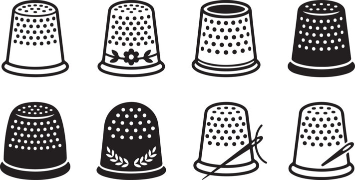Vintage style thimble collection with decorative patterns Vector
