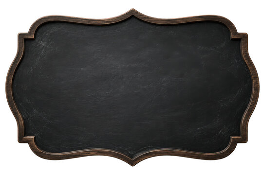 Chalkboard sign with vintage frame. Empty black blackboard for custom text and design.