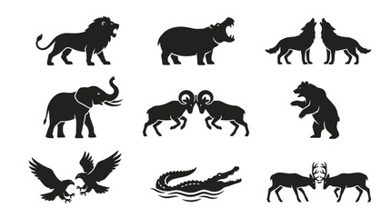 Obraz premium Silhouettes of various wild animals standing.