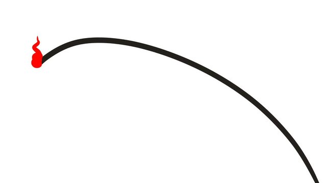 A blade of grass or a branch sways in the wind, its tip burning with a red tongue of flame.