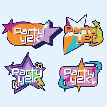 Y2k Millenium Badges with Colorful Concept