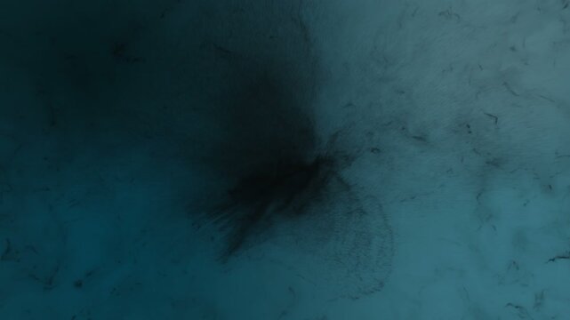 Concept animation of a magic creature in a dark realm or afterlife. 3d animation built from particles
