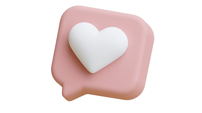 Pink speech bubble with white heart icon