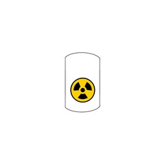 Radioactive waste barrel with yellow radiation symbol on white background for industrial safety. © Muhamadfarel