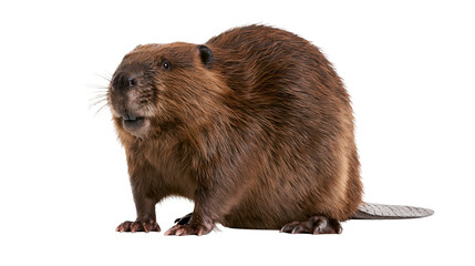 Brown beaver rodent with flat tail and sharp teeth © Otillie