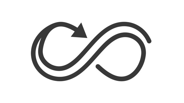 Infinity loop with arrow symbol.