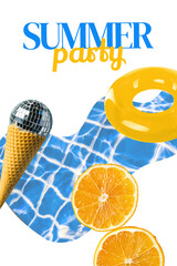 Obraz premium Celebrate with fun at a birthday party by the pool with ice cream and a disco ball