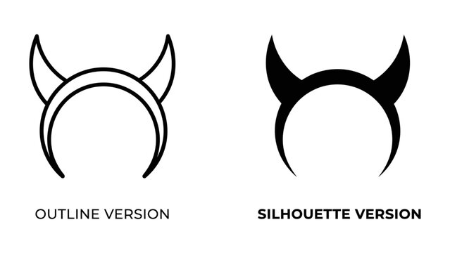 Devil Horns Headband Outline and Silhouette