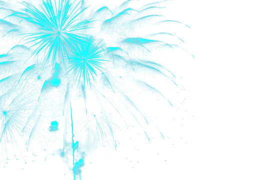 Bright Cyan Fireworks Explosion Graphic Element with Transparent Effect for Festive Designs