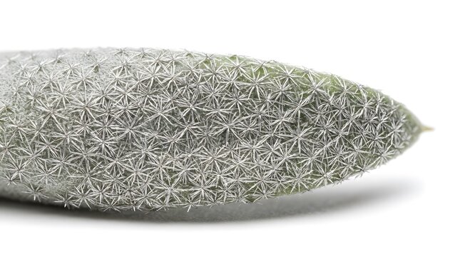 Macro close-up of silver trichomes on a succulent leaf surface with intricate star-shaped patterns