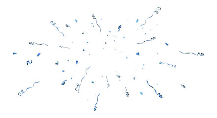 Obraz premium Blue Confetti Explosion with Flying Ribbons and Party Streamers Isolated