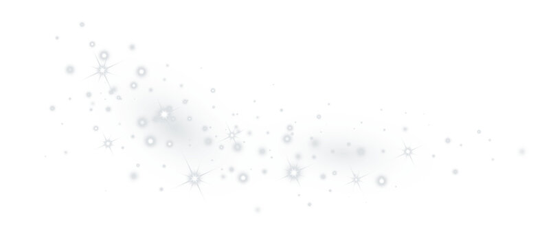 Elegant Silver Sparkle Trail with Glowing Oval Waves, Floating Bokeh Lights and Scattered Particles on Transparent Background