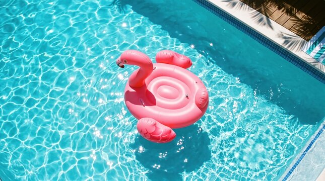Pool float shaped like flamingo closeup
