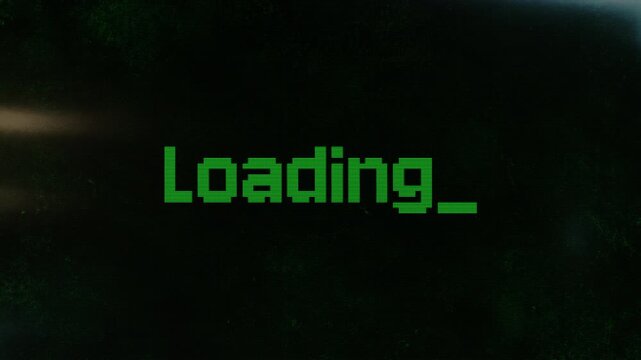 Retro CRT Loading Screen 4K Animation with VHS Scanlines for Video Editing, Old Computer Terminal, Hacker and Vintage Monitor Background