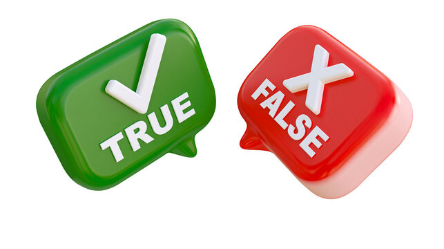 Green true checkmark and red false cross symbols