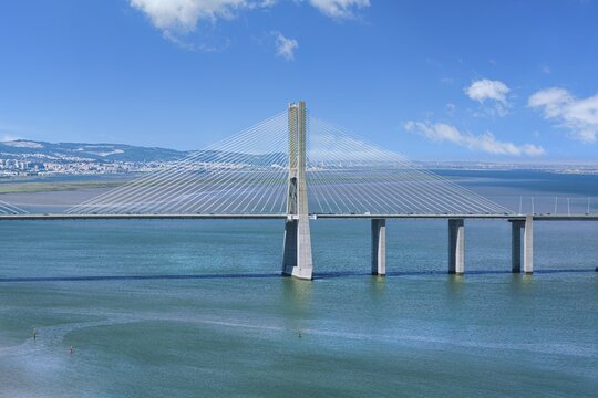 Cable-stayed Vasco da Gama Bridge, Lisbon, Portugal