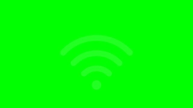 Wireless Network Connectivity Icon Animation with Full Signal Bars on Green Screen Chroma Key
