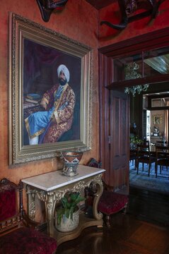 Portrait of a Maharaja, Chapslee Hotel, former summer residence of Raja of Kapurthal, Elysium Hill, Lakkar Bazar, Shimla, Himachal Pradesh, North India, India