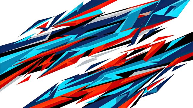 Abstract red and blue racing car wrap decal design