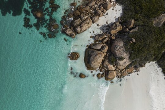 Aerial view of Hellfire Bay, Cape Le Grande National Park, Esperance, Western Australia, Australia