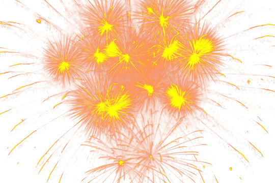 Vibrant Yellow and Orange Fireworks Burst Isolated Graphic Design Element