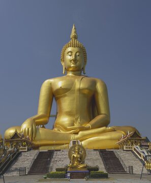 Largest Buddha statue in Thailand (Luang Pho Yai: the statue shows Buddha in the so-called Maravijaya posture - the moment when Buddha resists temptation and attains enlightenment), Wat Muang, Ang Thong, Amphoe Wiset Chai Chan province, Thailand