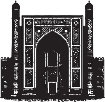 Monumental Timurid Pishtaq Mosque Entrance
