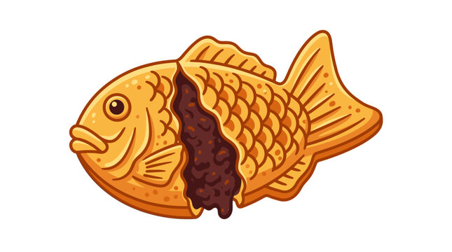 Golden Fish Shaped Pastry with Chocolate Filling.