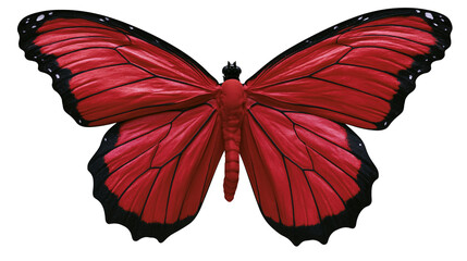 Bright red butterfly with black edges and white spots © Isadora