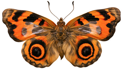 Orange and black butterfly with eye spots on wings © Isadora