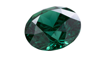 Fototapeta premium Oval cut deep green gemstone with brilliant facets