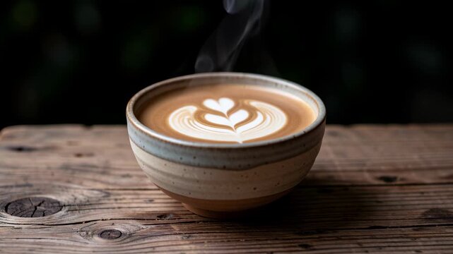 Rustic Latte In Ceramic Cup.