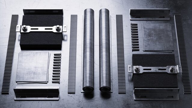 Acoustic Dampening Baffles with Titanium Mounting Brackets and Rolled Sheets