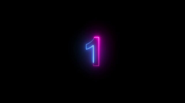 Abstract beautiful blue neon counting number 1 icon background 4K illustration. Abstract glowing neon business 1 number concept illustration background.