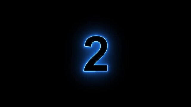 Abstract glowing neon business 2 number concept illustration background. Blue neon countdown timer clock illustration background.