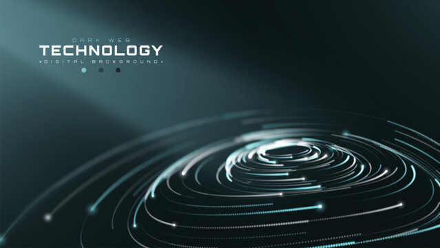 Fast Moving Cyan White Glow Dot Ring Motion Space Background Represents Modern Dark Web Idea Showing Strong Underground Cyber Crime Attack Risk Concept Technology Digital Data.
