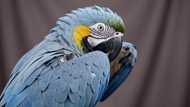 Blue Macaw Portrait Close Up.
