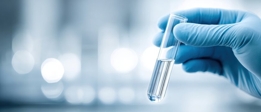 Gloved hand holds a test tube, symbolizing meticulous data integrity and precise financial health analysis for strategic decision-making.